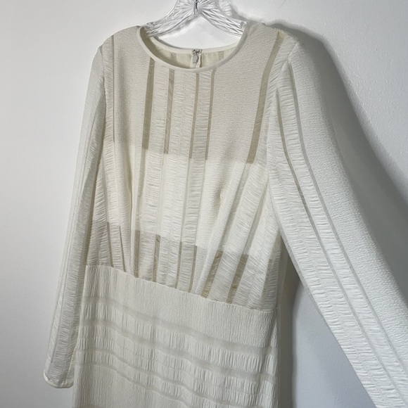 SHO Tadashi Shoji Long Sleeve White Cocktail Dress Size L - Picture 4 of 10